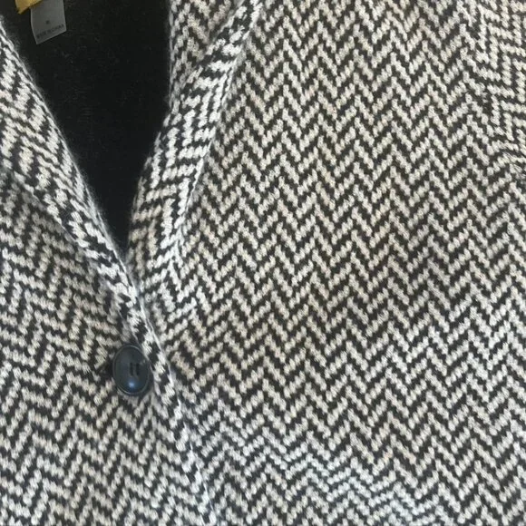 Damask Black & Tan Chevron Sweater Coat Jacket Medium